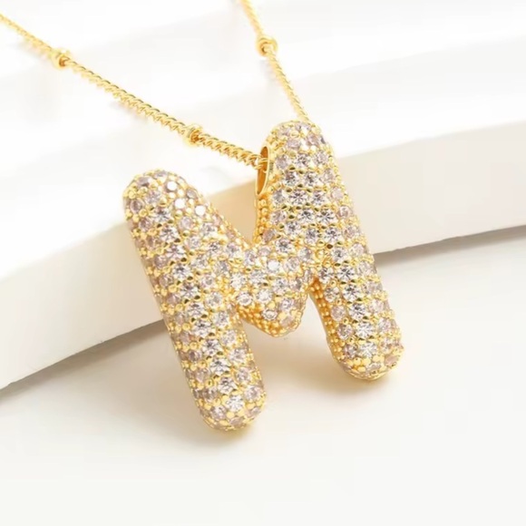 diamond Gold Initial 'M' Pendant Necklace M